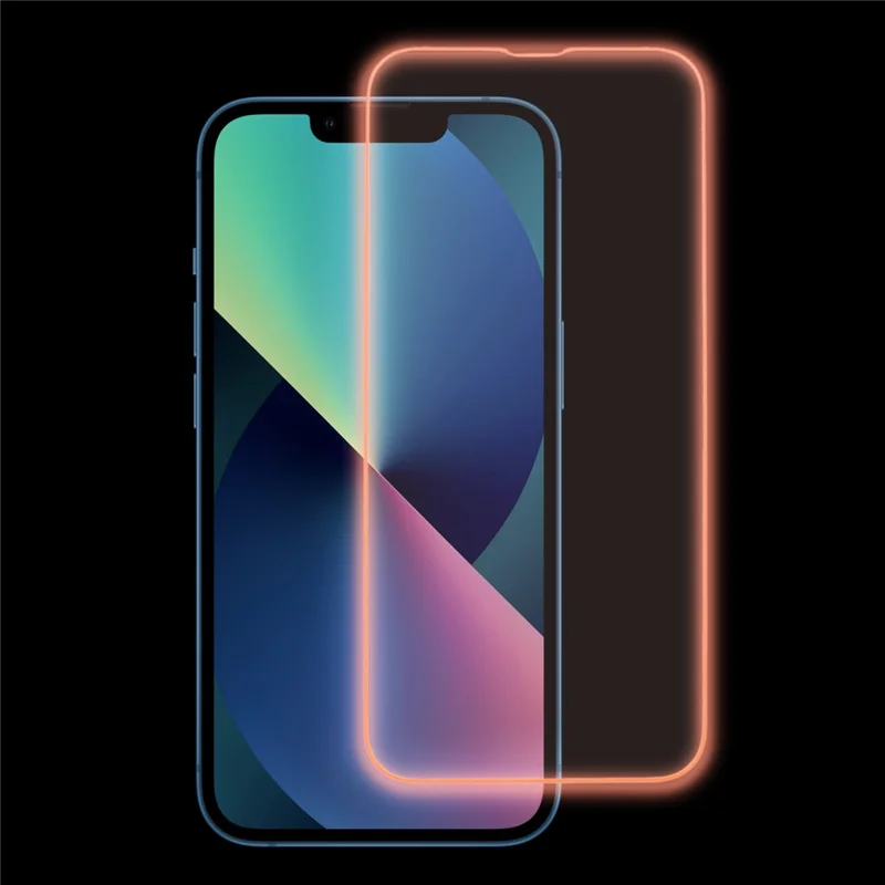 For iPhone 13 Medium Alumina Tempered Glass Film Luminous Edge Phone Screen Protector - Red