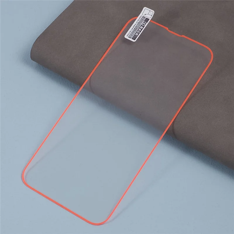 For iPhone 13 Medium Alumina Tempered Glass Film Luminous Edge Phone Screen Protector - Red