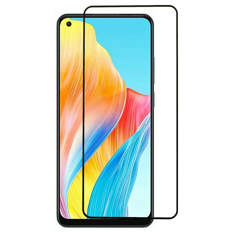Screen Protector for Oppo A78 4G , Tempered Glass Silk Printing Full Cover Full Glue Protective Film
