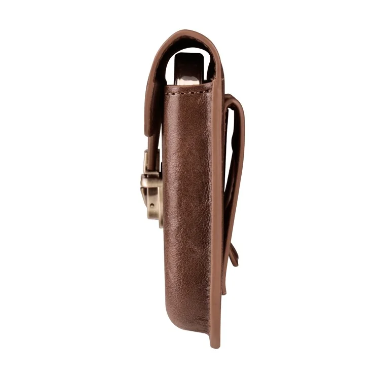 6.1-inch Phone Waist Bag Horizontal Belt Holster PU Leather Smartphone Case Pouch - 6.1-inch / Brown