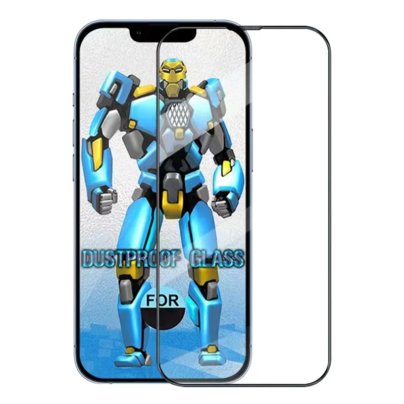 Für iPhone 15 Pro Max Vollständige Abdeckung Gehärtetes Glas Film Splitterfreier HD Bildschirmschutz mit Staubschutznetzen