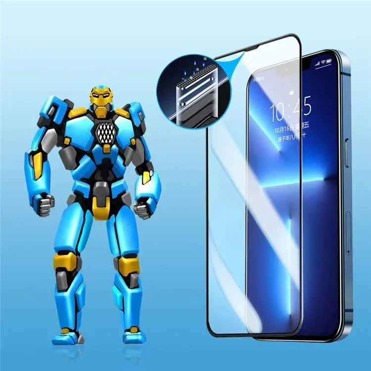 For iPhone 15 Screen Protector Tempered Glass Full Cover Anti-explosion Clear Film with Anti-dust Net