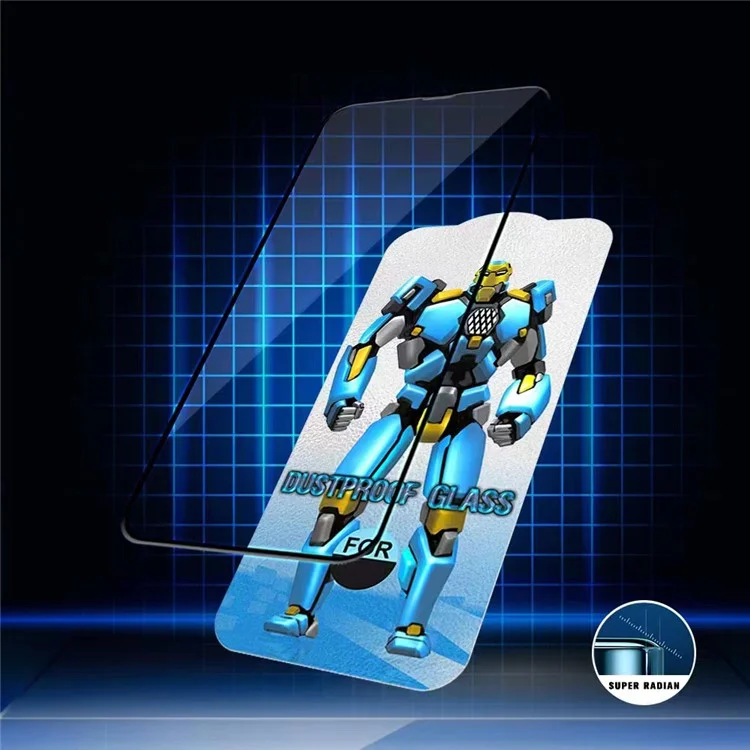 For iPhone 15 Screen Protector Tempered Glass Full Cover Anti-explosion Clear Film with Anti-dust Net