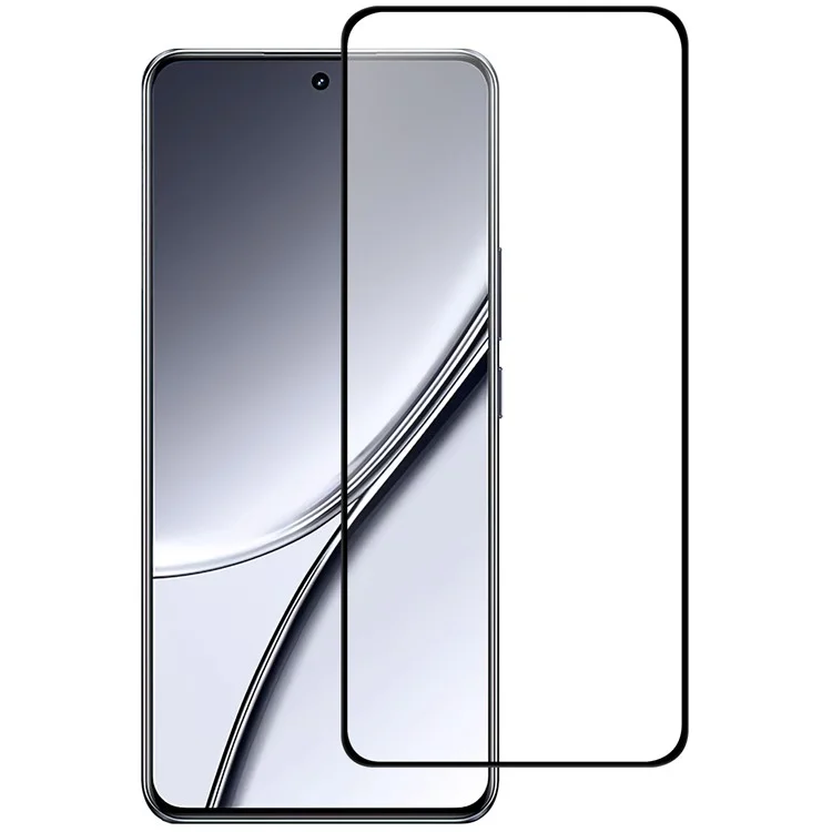 Protector de pantalla para Realme GT5 5G Borde negro Pegamento completo Película protectora de vidrio AGC claro