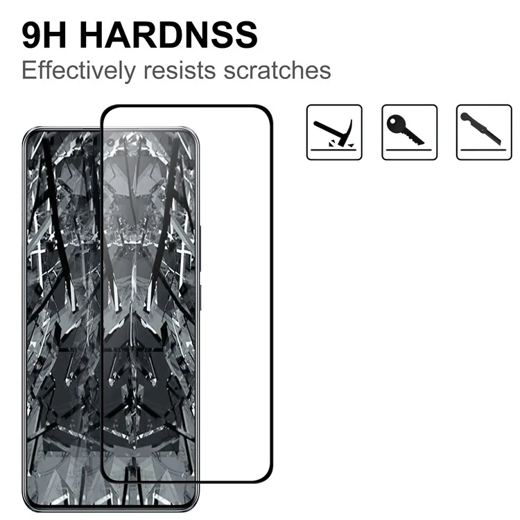 Protector de pantalla para Realme GT5 5G Borde negro Pegamento completo Película protectora de vidrio AGC claro