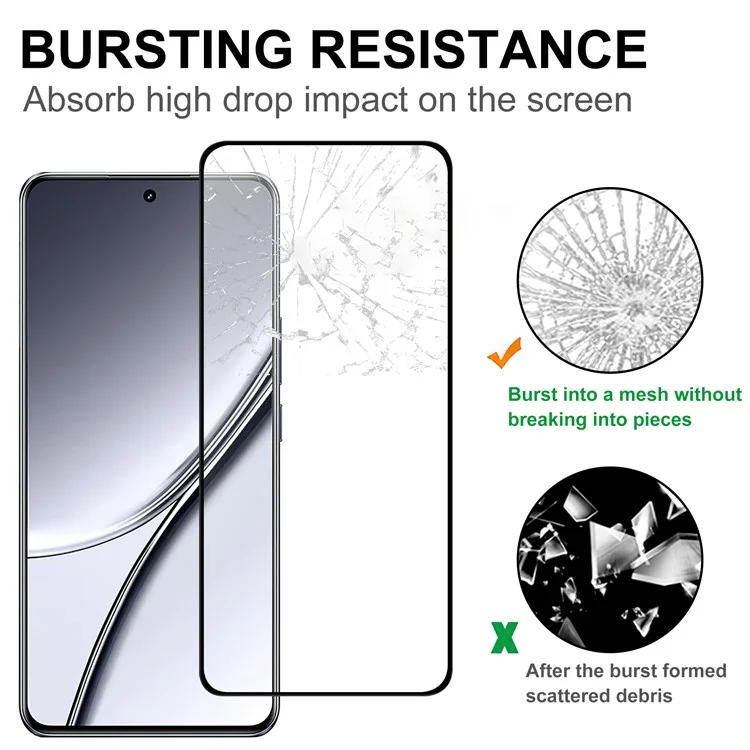 Protector de pantalla para Realme GT5 5G Borde negro Pegamento completo Película protectora de vidrio AGC claro