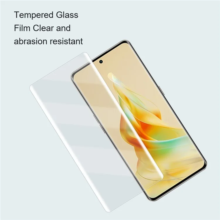 AMORUS Full Screen Protector per Oppo Reno10 5G (Globale), Pellicola in Vetro Temperato Curvo 3D UV HD Trasparente