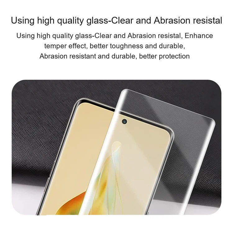AMORUS Full Screen Protector per Oppo Reno10 5G (Globale), Pellicola in Vetro Temperato Curvo 3D UV HD Trasparente