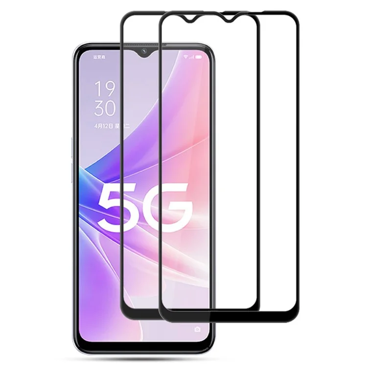 AMORUS 2Pcs For Oppo A78 5G / A58 5G Full Screen Protector Tempered Glass Full Glue Silk Printing Film - Black