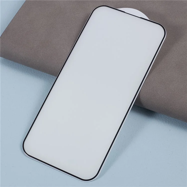 Per iPhone 15 Purple Light Black Edge Vetro Temperato Film Seta Stampa Full Glue Full Screen Protector
