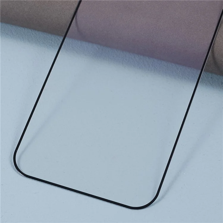 Per iPhone 15 Purple Light Black Edge Vetro Temperato Film Seta Stampa Full Glue Full Screen Protector