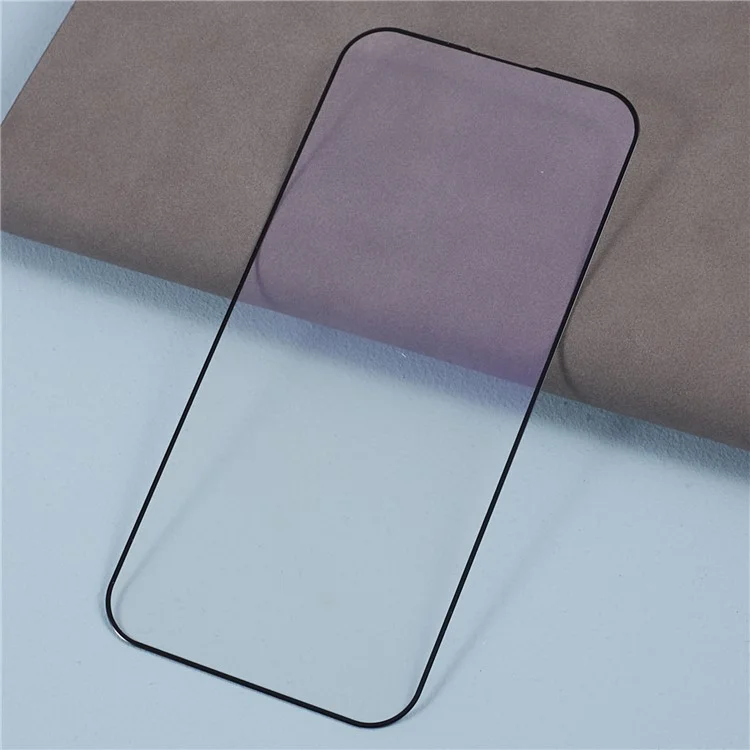 Per iPhone 15 Pro Protezione Schermo in Vetro Temperato Glue Film Stampa Seta Protezione Schermo Completo Bordo Nero Luce Viola