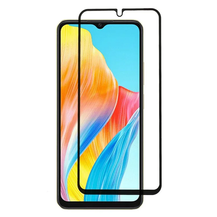 Per Oppo A38 4G / A9 (2020) Pellicola in vetro temperato con bordo nero Stampa in seta Colla totale Protezione schermo full screen
