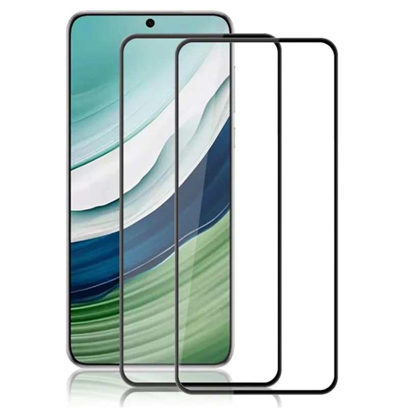 AMORUS 2Pcs For Huawei Mate 60 Screen Protector Silk Printing Full Coverage Tempered Glass Film - Black