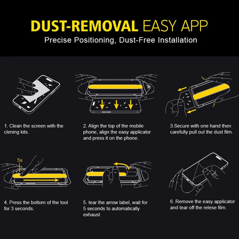 For iPhone 15 Plus Anti-peep Tempered Glass Screen Protector Dust-Elimination Installation Silk Printing Film