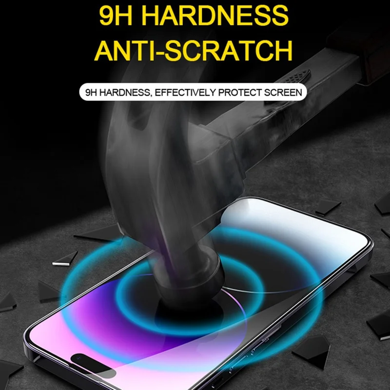 Anti-spy Film for iPhone 15 Pro , Dust-Elimination Installation Silk Printing Tempered Glass Screen Protector