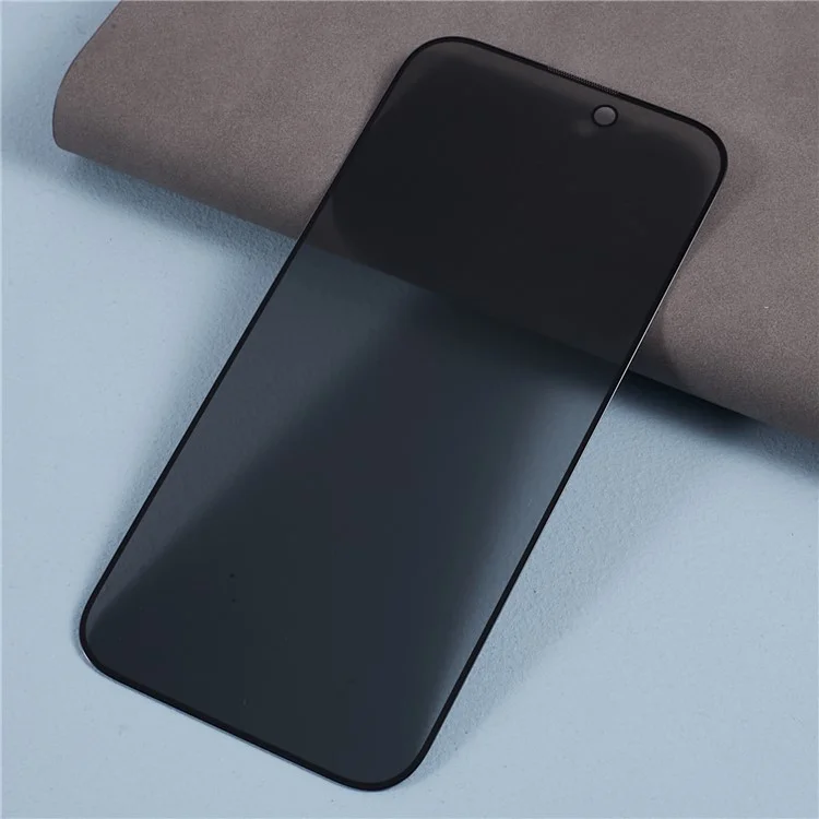 For iPhone 15 Pro Tempered Glass Screen Protector Silk Printing 26° Anti-spy Film with Anti-dust Net