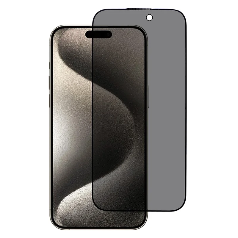 Anti-spy Film for iPhone 15 , Silk Printing Black Edge Corning Gorilla Glass Screen Protector