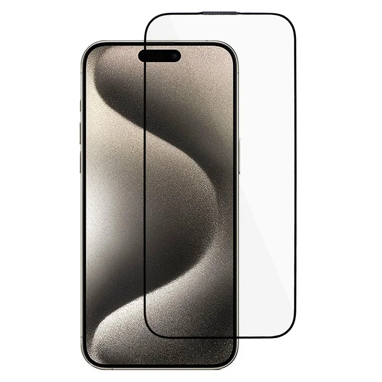 Para iPhone 15 Pro Max Protector de Pantalla de Vidrio Templado Antiarañazos HD Impresión de Seda Borde Negro