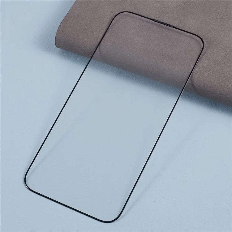 Para iPhone 15 Pro Max Protector de Pantalla de Vidrio Templado Antiarañazos HD Impresión de Seda Borde Negro