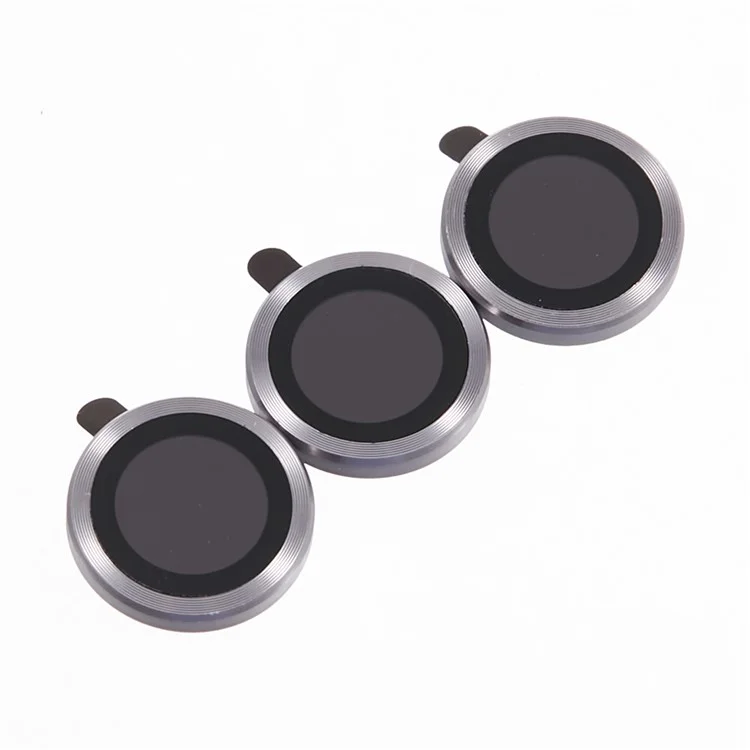 Para iPhone 15 Pro / 15 Pro Max 1 conjunto de protetor de lente da câmera Anel de metal Vidro temperado Revestimento de CD Veia Filme da lente - Roxo