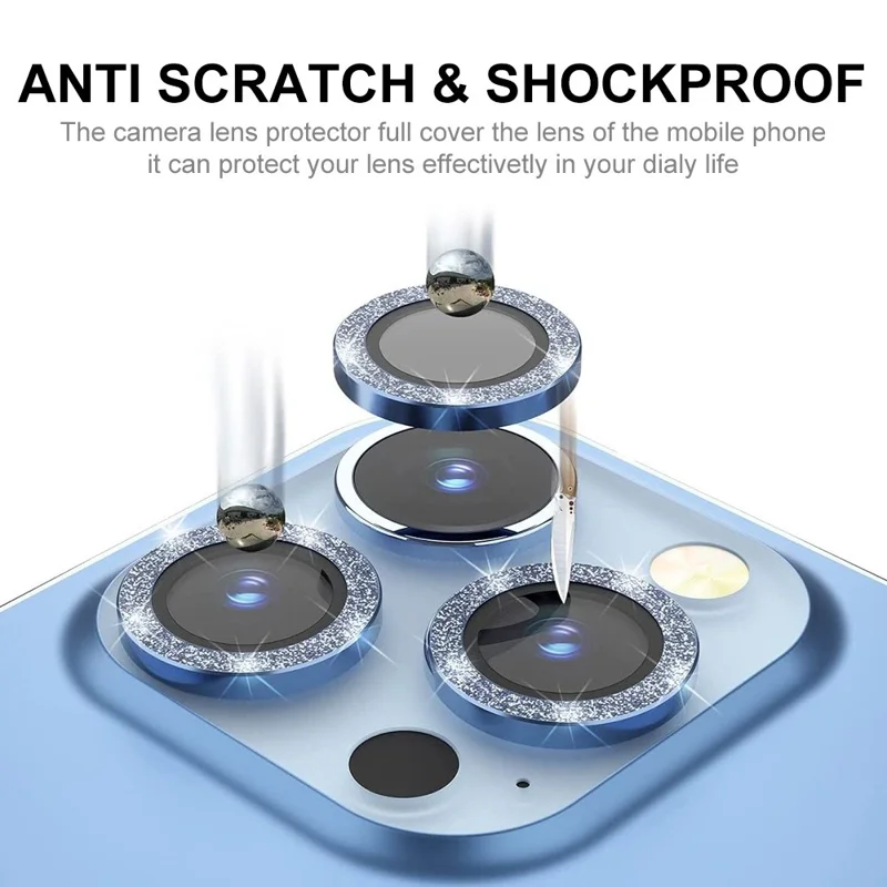 ENKAY HAT PRINCE для iPhone 15 Pro / 15 Pro Max Защита камеры с блестками - Серебро