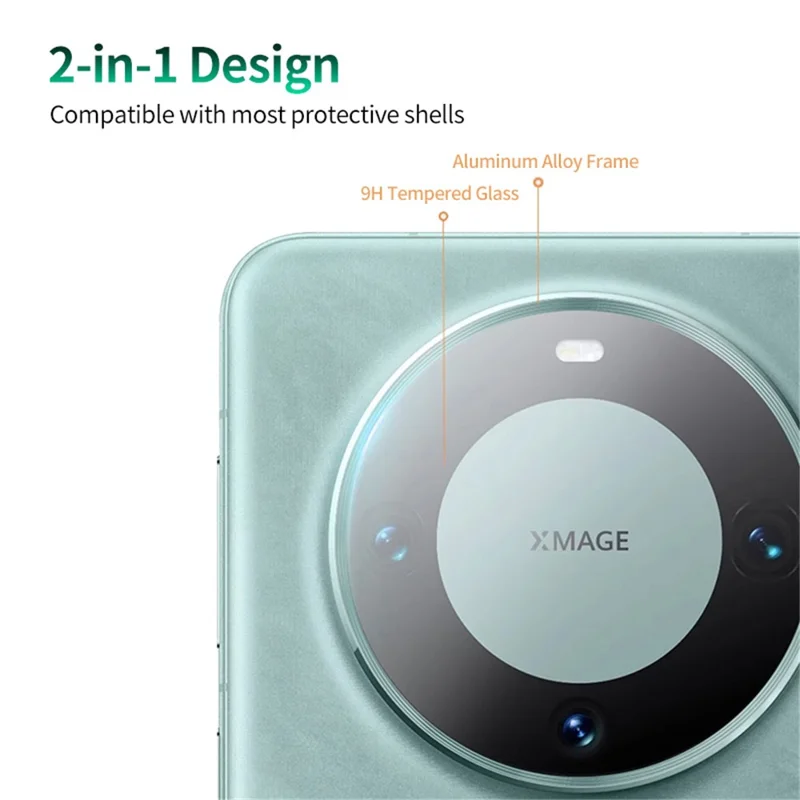ENKAY HAT PRINCE Per Huawei Mate 60 Pro / Mate 60 Pro+ Pellicola Protettiva per Obiettivo Fotocamera in Vetro Temperato + Protezione per Obiettivo in Lega di Alluminio - Ciano
