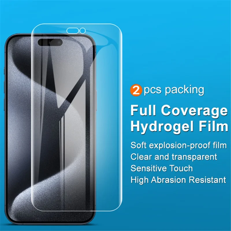 IMAK 2Pcs  /  Set Hydrogel Film III for iPhone 15 Pro Max Screen Film HD Transparent TPU Screen Protector