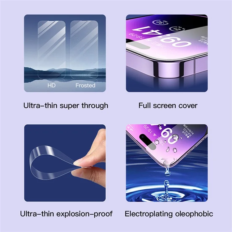 TOTU AB-074 Série Zéro Induction pour iPhone 14 Pro Protecteur d'écran plein écran en verre trempé HD transparent