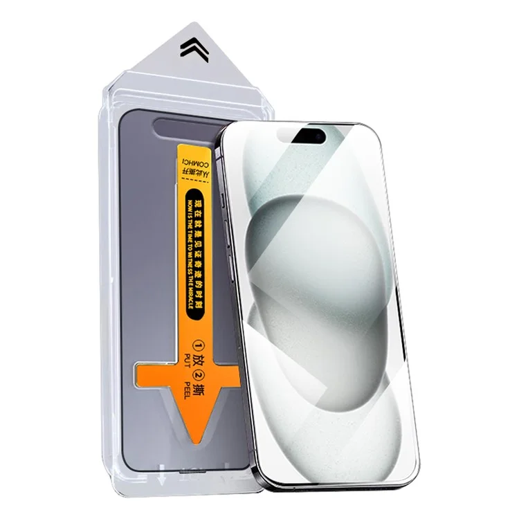 RURIHAI For iPhone 15 Full Coverage Screen Protector Dust Free AGC Glass Ultra Clear Film
