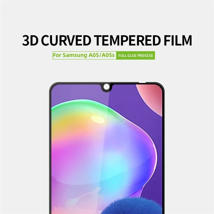 PINWUYO JK 3D Curved Tempered Glass Film-2 para Samsung Galaxy A05s 4G / A05 4G Protector de pantalla completa con pegamento HD