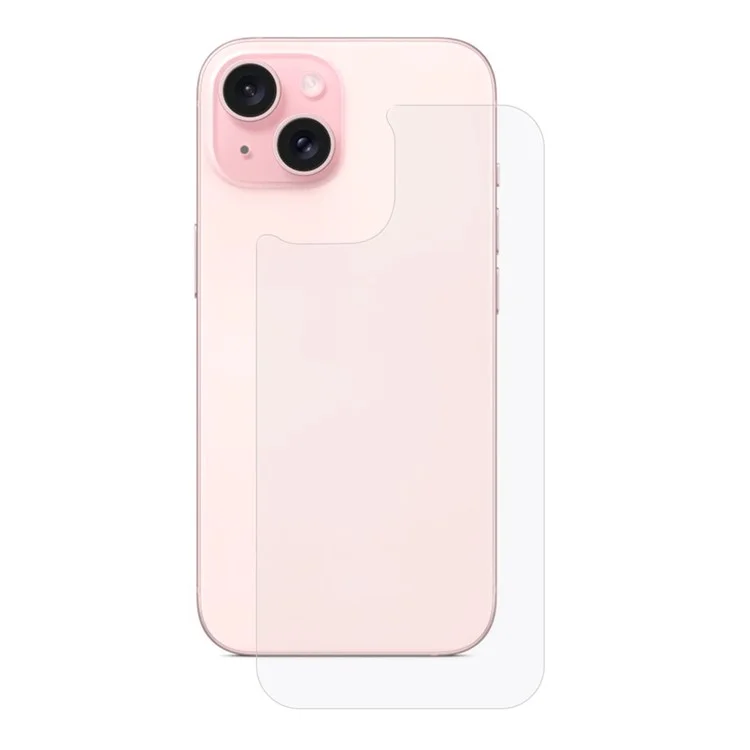 For iPhone 15 Back Protector 0.3mm Arc Edge HD Clear Tempered Glass Phone Back Film