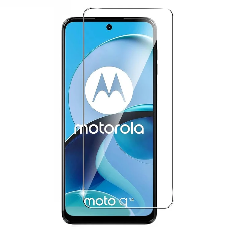 Для Motorola Moto G14 4G Высокоалюминиево-кремниевое стеклянное защитное стекло экрана 0,2 мм, прозрачные скругленные края, 9H, противоударная пленка