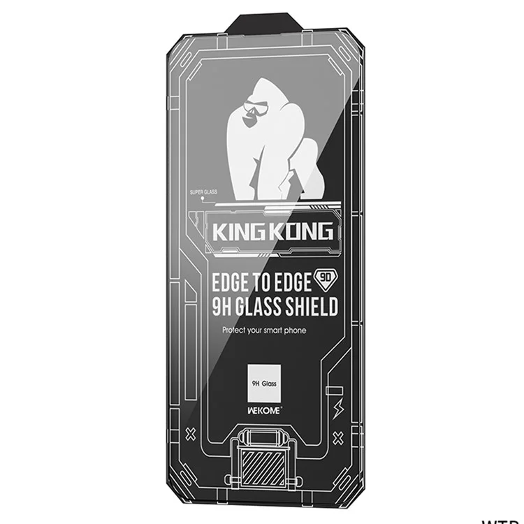 WEKOME King Kong Vacha Series Per iPhone 15 Protezione dello schermo in vetro di alluminio-silicio curvo ad alta definizione