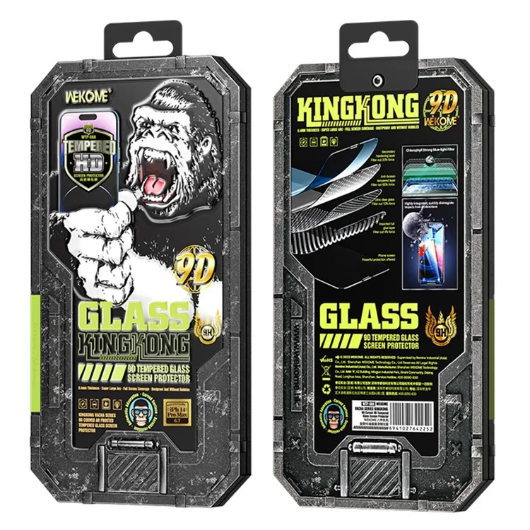 WEKOME King Kong Vacha Series Per iPhone 15 Protezione dello schermo in vetro di alluminio-silicio curvo ad alta definizione