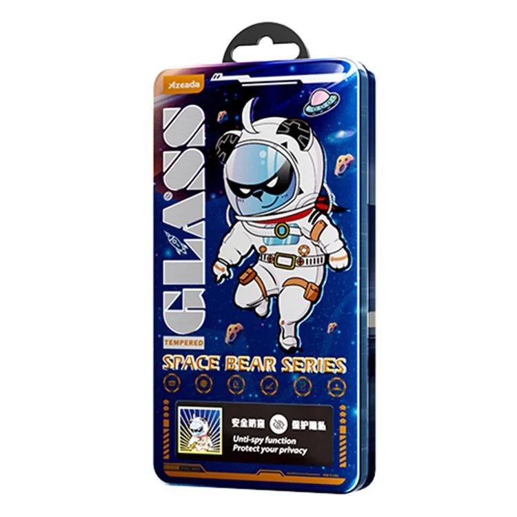 AZEADA Space Bear Series para iPhone 13 / 13 Pro / 14 Protetor de Tela Anti-Spy Filme de Vidro de Silício-Alumínio de Alta Qualidade