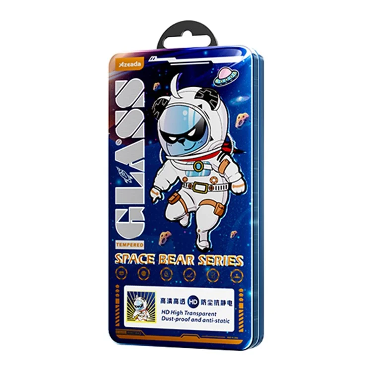 Série Space Bear AZEADA pour iPhone 14 Pro Max Protecteur d'écran en verre haute alumine-silicium Anti-statique