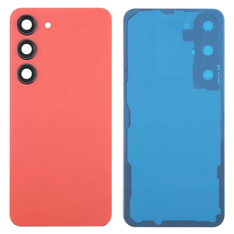 For Samsung Galaxy S23 S911 Battery Housing with Adhesive Sticker + Camera Lens Cover (without Logo) - Red