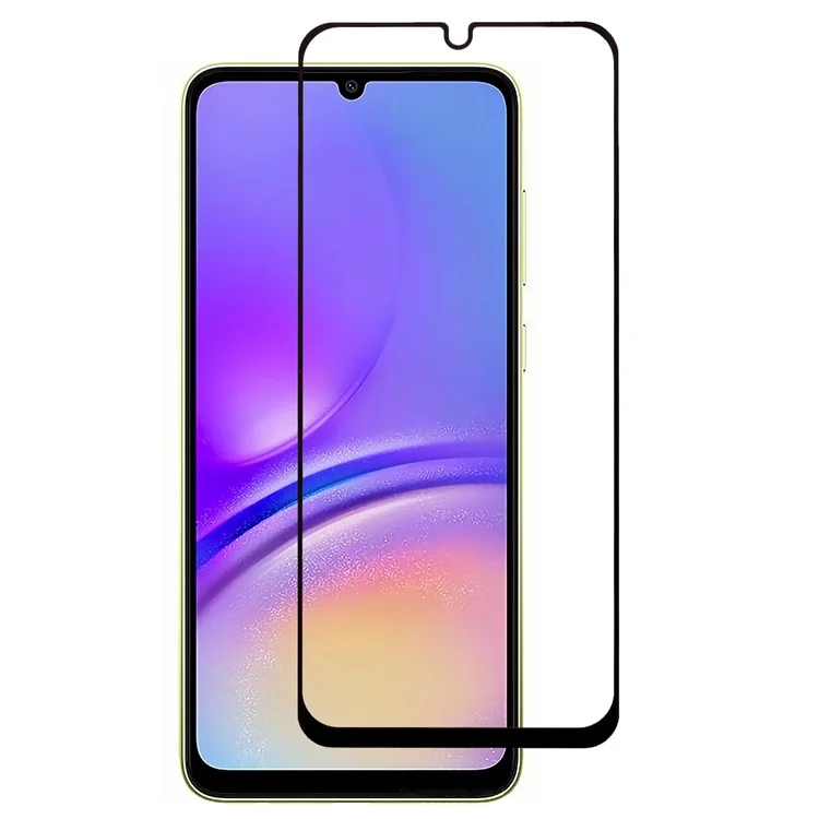 Para Samsung Galaxy A05 4G Protector de pantalla de vidrio templado Impresión de seda Borde negro Película de pantalla de pegamento completo