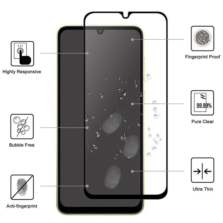 Para Samsung Galaxy A05s 4G Clear AGC Glass Screen Covering Film Black Edge Full Glue Screen Protector