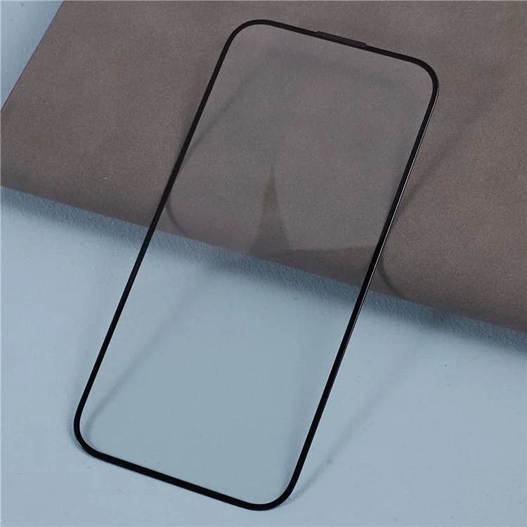 For iPhone 15 Pro Clear Screen Protector Black Edge Silk Printing Full Cover Tempered Glass Film with Dust-Proof Net