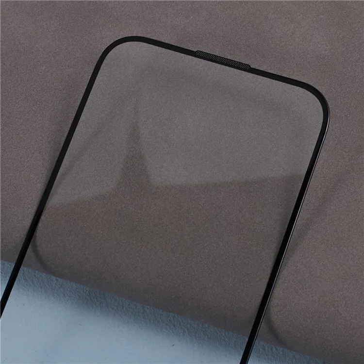 For iPhone 15 Pro Clear Screen Protector Black Edge Silk Printing Full Cover Tempered Glass Film with Dust-Proof Net