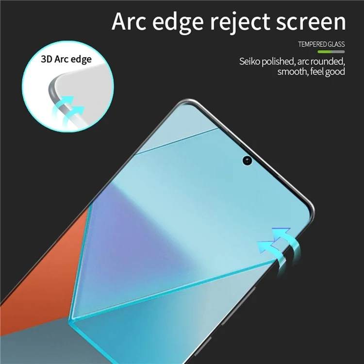 MOFI Pour Xiaomi Redmi Note 13 Pro+ Film de protection d'écran en verre trempé 3D incurvé à chaud Colle intégrale