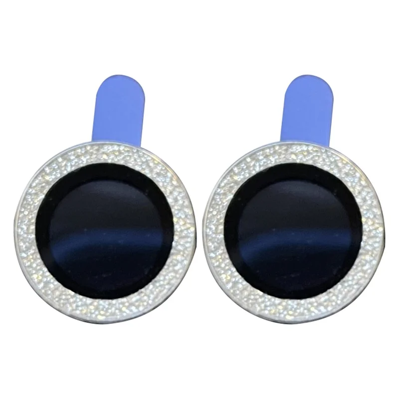 For iPhone 15 / 15 Plus 1 Set Camera Lens Protector Glitter Powder Ring Tempered Glass Lens Film - Silver