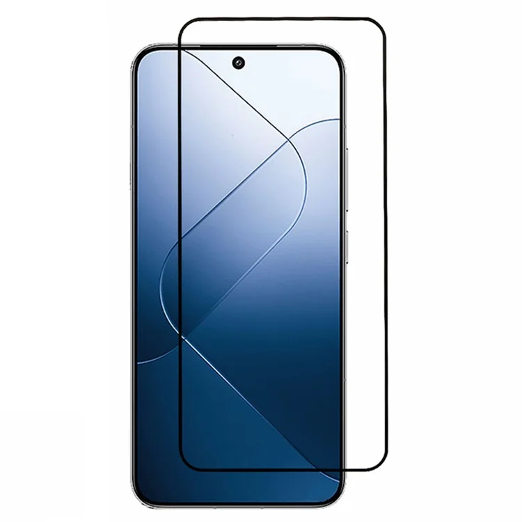 Para Xiaomi 14 Película de Tela Eletroprateada Seda Impressão Borda Preta Cola Total Protetor de Tela