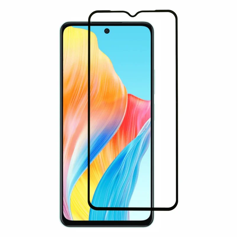 Pour Oppo A58 4G Full Screen Protector Silk Printing Full Glue 20D Tempered Glass Film