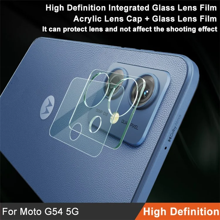 IMAK for Motorola Moto G54 5G Camera Lens Protector Integrated Tempered Glass Lens Film + Acrylic Lens Cap