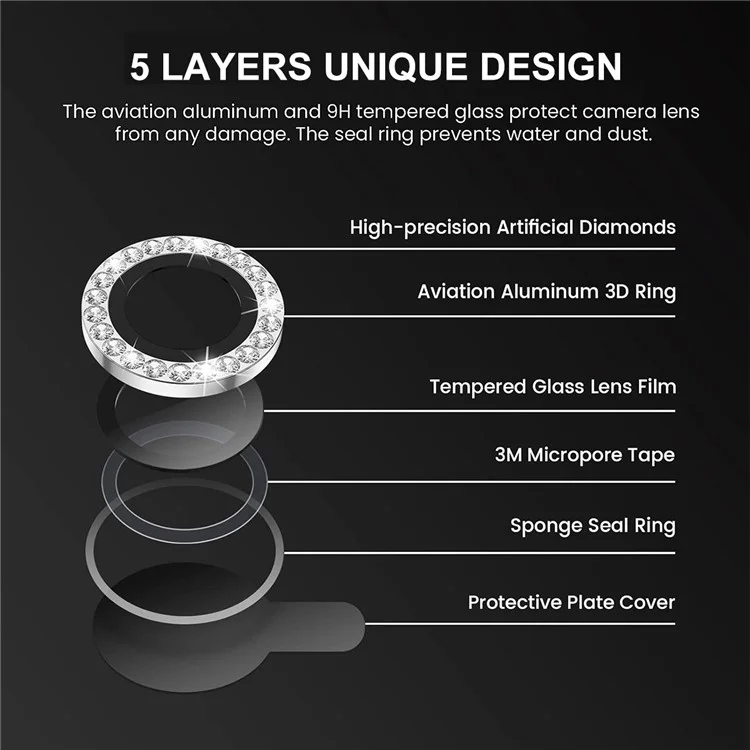 ENKAY HAT PRINCE 1 Set For iPhone 15 / 15 Plus Camera Lens Protector AR HD Clear Rhinestone Rear Lens Film - Bleu bébé