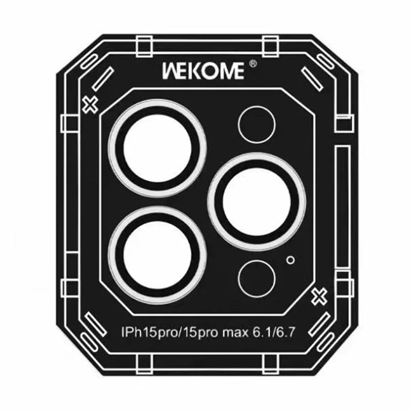 WEKOME WTPC-008 Vacha Series for iPhone 15 Pro / 15 Pro Max Camera Lens Protector Tempered Glass+Metal Lens Film - Transparent
