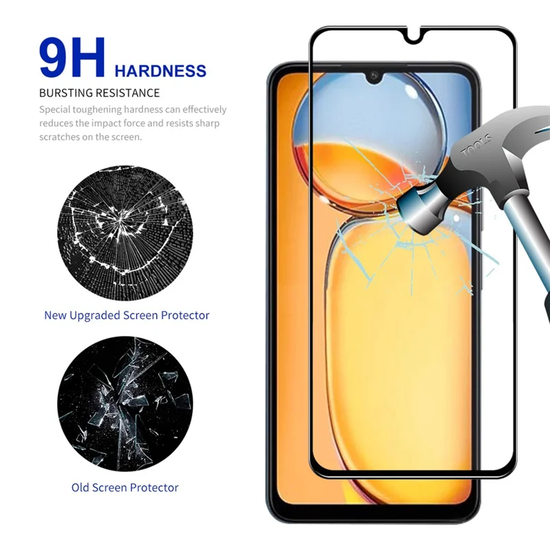 ENKAY HAT PRINCE 5Pcs for Xiaomi Redmi 13C 4G / Poco C65 4G Silk Printing Full Glue Film 0.26mm 9H 2.5D Full Screen Protector